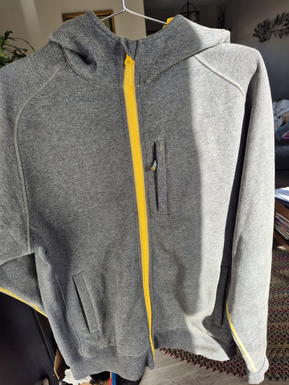 lululemon athletica Grey/yellow Hoodie with Yellow Zip